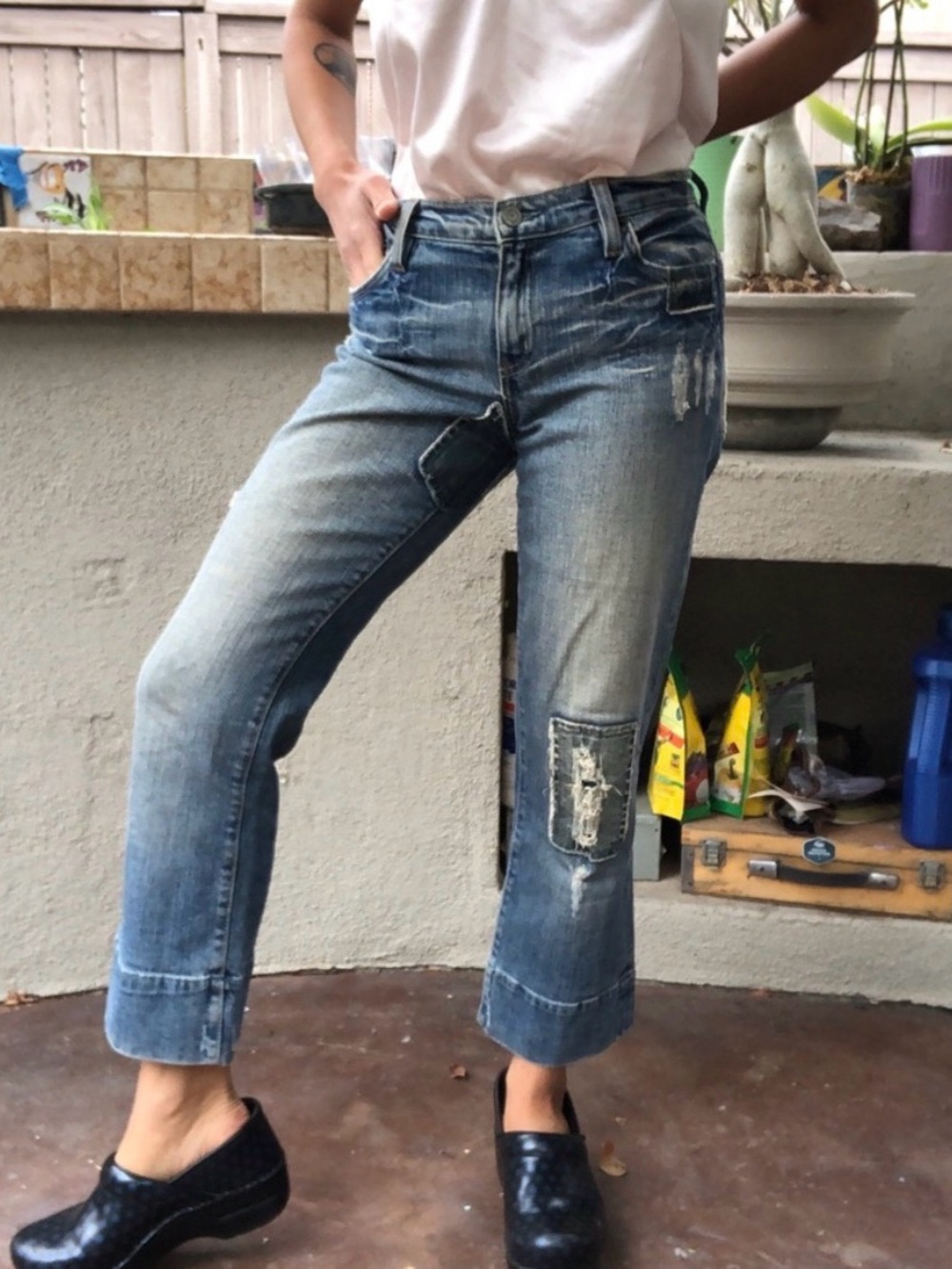 Vintage 1990s bebe Patchwork Cropped Jeans
